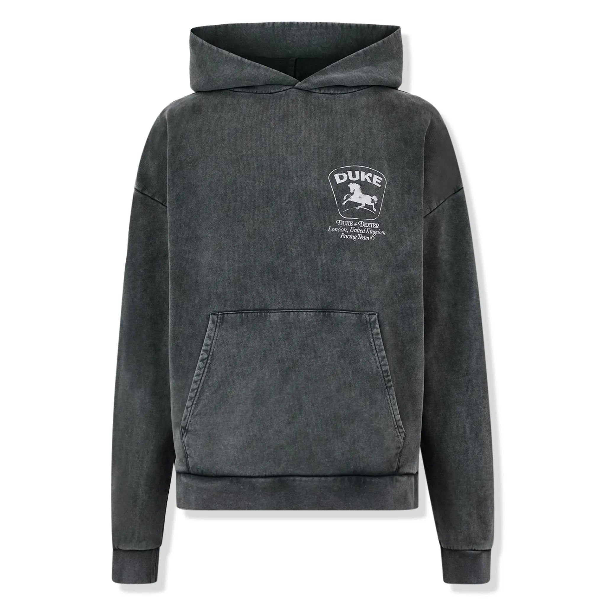 Front View of Duke + Dexter DkeDex Sponsors Vintage Black Hoodie